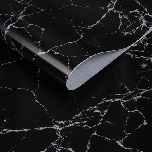 Self Adhesive Black / White Marble Sheet for Kitchen